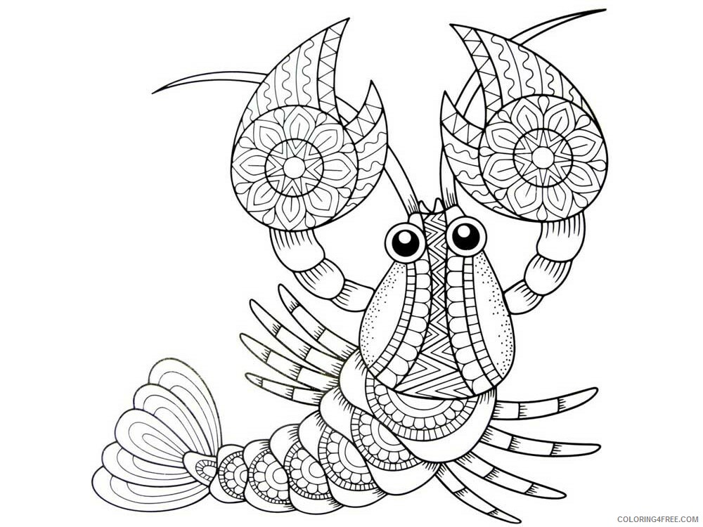 Animal Zentangle Coloring Pages zentangle crayfish 7 Printable 2020 260 Coloring4free