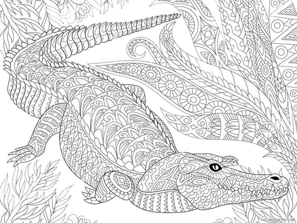 Animal Zentangle Coloring Pages zentangle crocodile 1 Printable 2020 261 Coloring4free