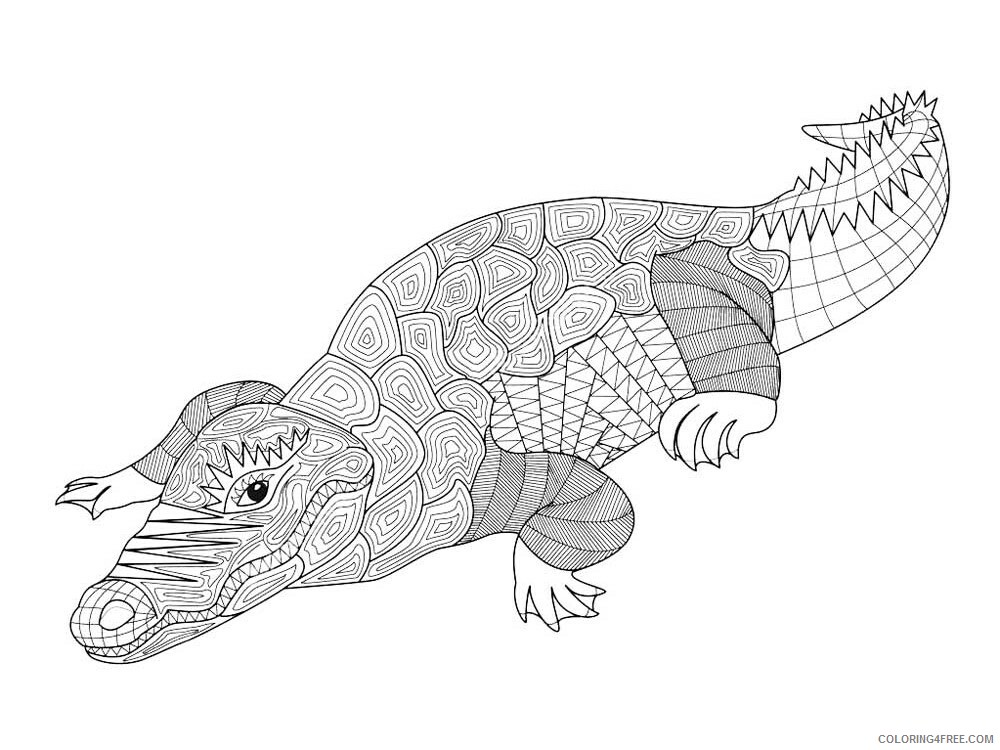 Animal Zentangle Coloring Pages zentangle crocodile 3 Printable 2020 263 Coloring4free