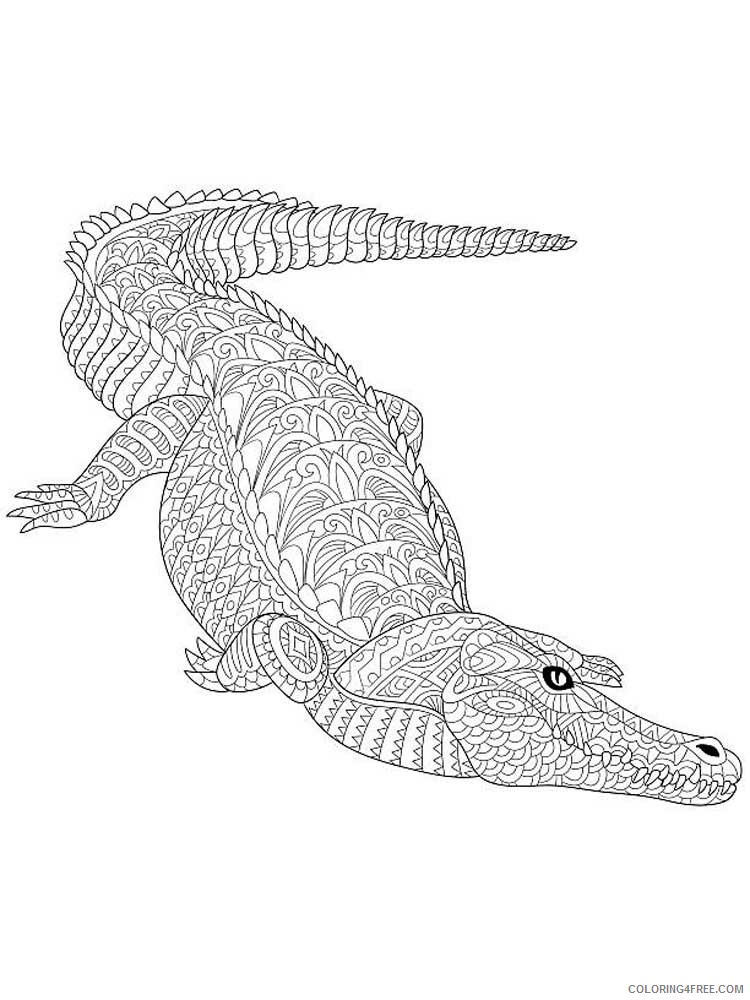 Animal Zentangle Coloring Pages zentangle crocodile 5 Printable 2020 265 Coloring4free