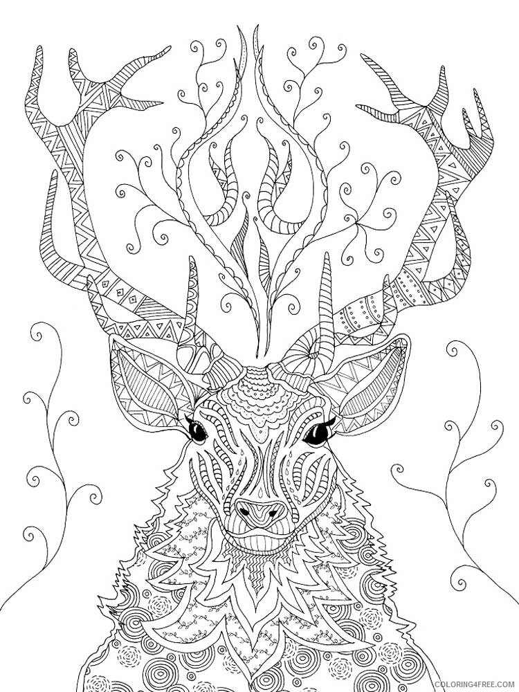 Animal Zentangle Coloring Pages zentangle deer 2 Printable 2020 269 Coloring4free