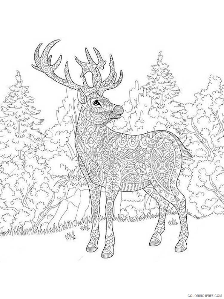 Animal Zentangle Coloring Pages zentangle deer 4 Printable 2020 271 Coloring4free