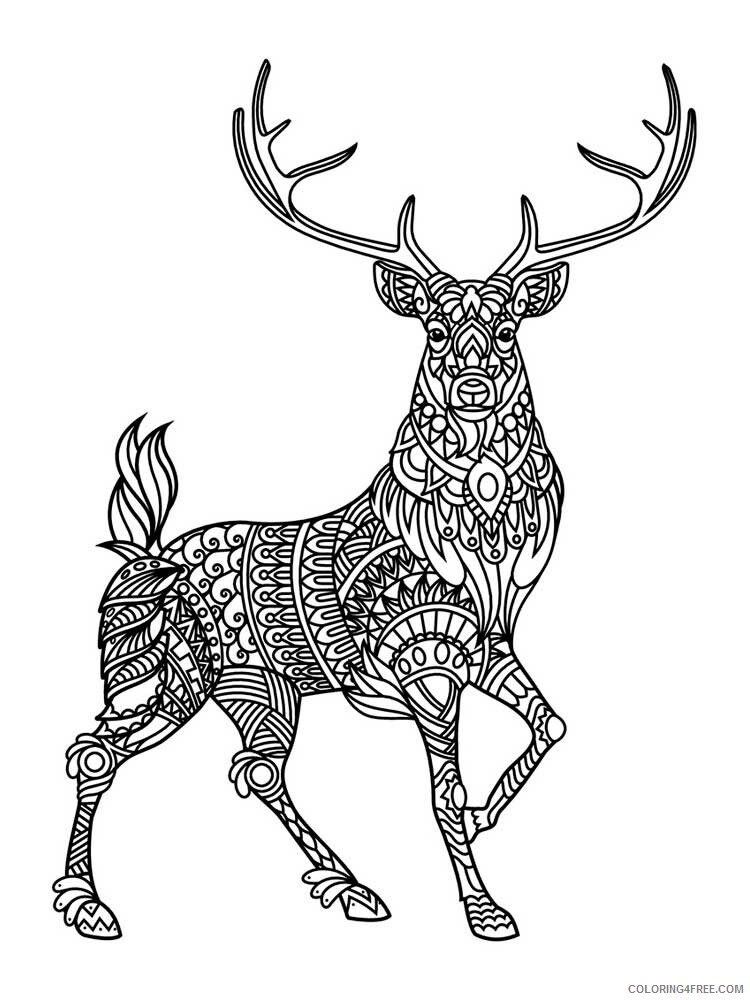 Animal Zentangle Coloring Pages zentangle deer 7 Printable 2020 274 Coloring4free