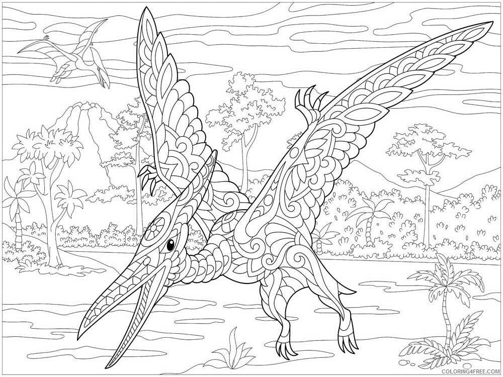 Animal Zentangle Coloring Pages zentangle dinosaur 1 Printable 2020 277 Coloring4free