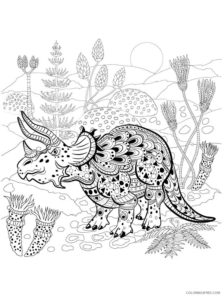Animal Zentangle Coloring Pages zentangle dinosaur 2 Printable 2020 283 Coloring4free