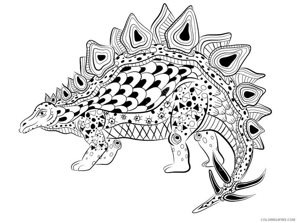 Animal Zentangle Coloring Pages zentangle dinosaur 4 Printable 2020 285 Coloring4free