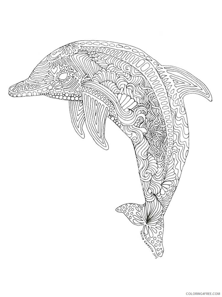 Animal Zentangle Coloring Pages zentangle dolphin 1 Printable 2020 291 Coloring4free
