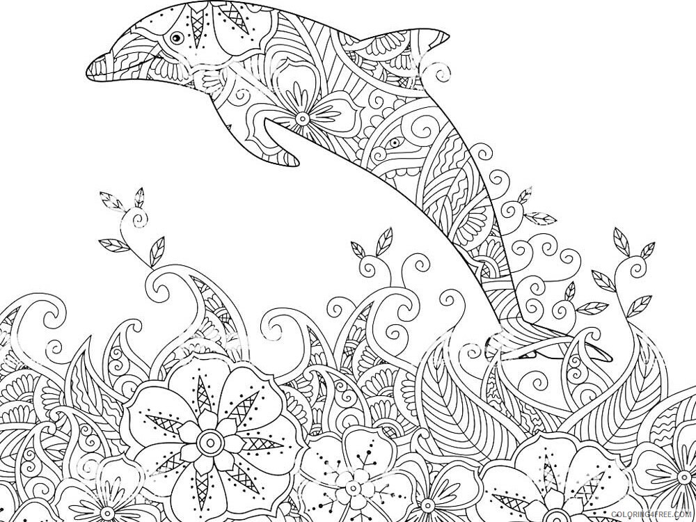 Animal Zentangle Coloring Pages zentangle dolphin 10 Printable 2020 292 Coloring4free