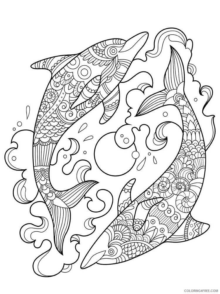 Animal Zentangle Coloring Pages zentangle dolphin 11 Printable 2020 293 Coloring4free