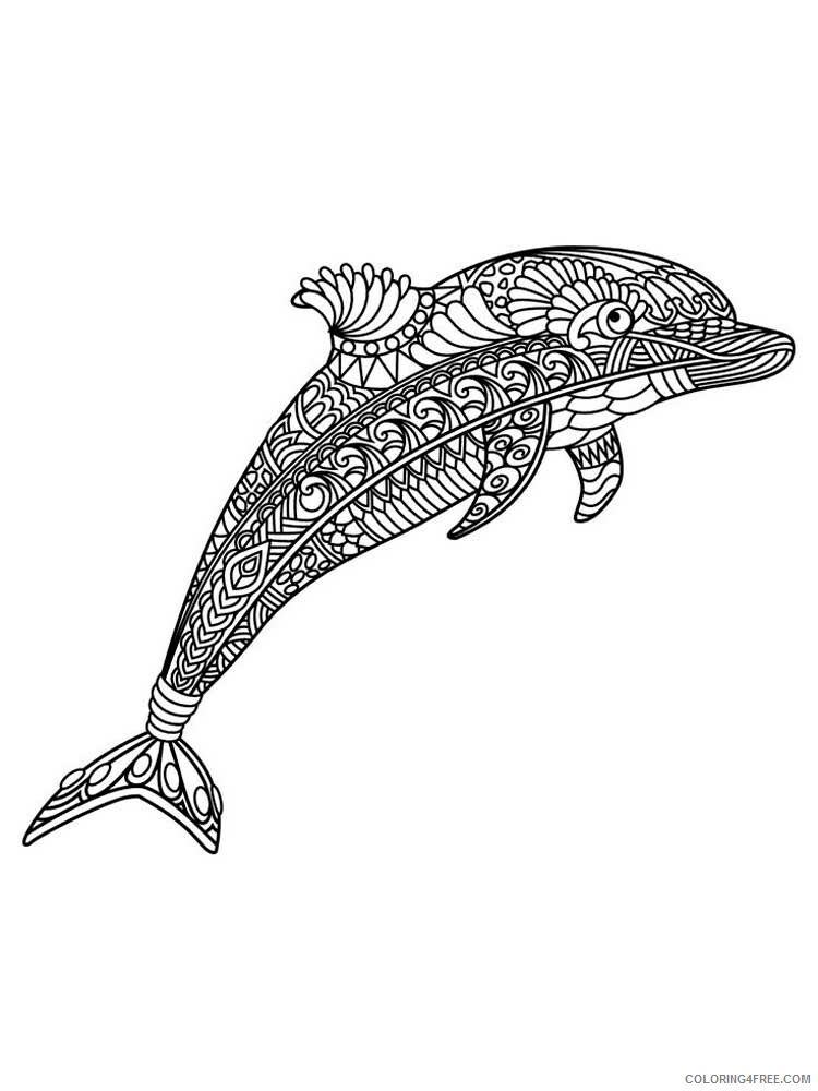 Animal Zentangle Coloring Pages zentangle dolphin 2 Printable 2020 294 Coloring4free