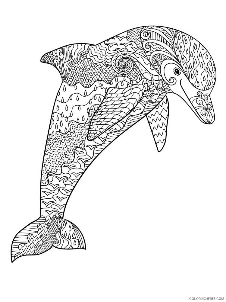 Animal Zentangle Coloring Pages zentangle dolphin 3 Printable 2020 295 Coloring4free