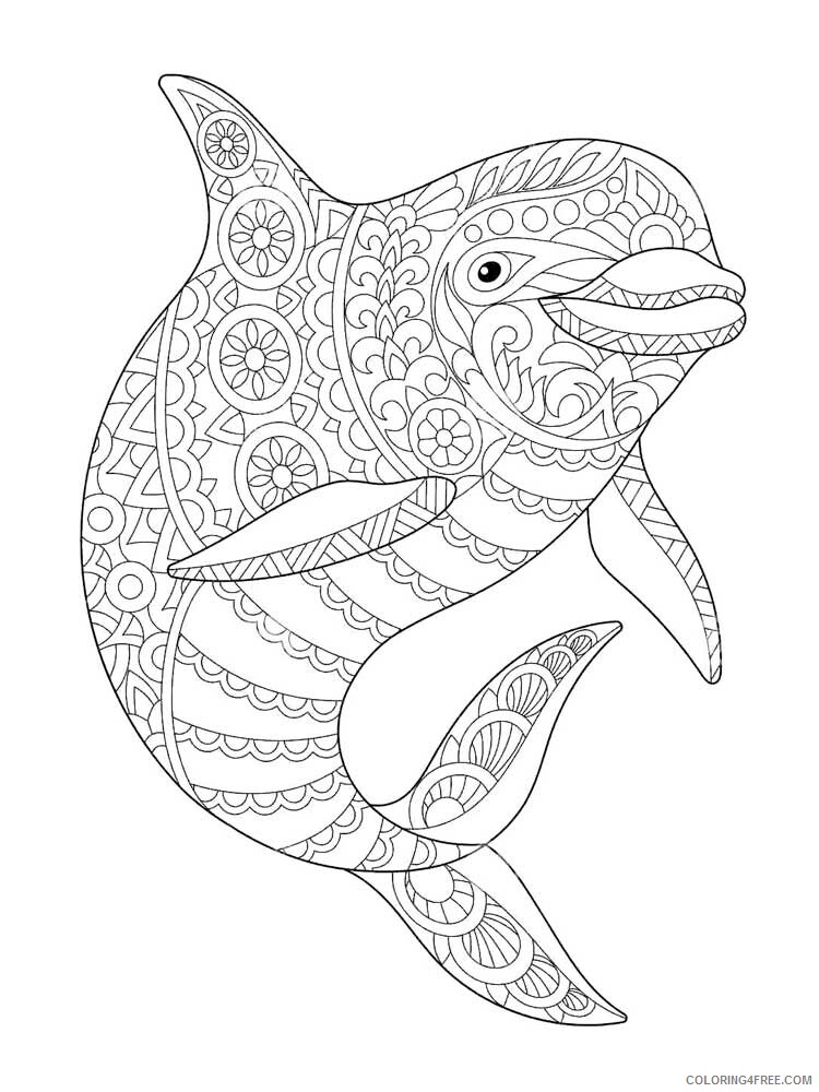 Animal Zentangle Coloring Pages zentangle dolphin 4 Printable 2020 296 Coloring4free