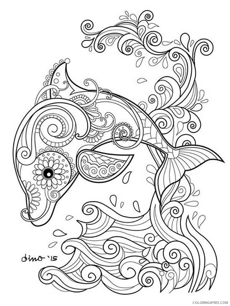 Animal Zentangle Coloring Pages zentangle dolphin 9 Printable 2020 300 Coloring4free