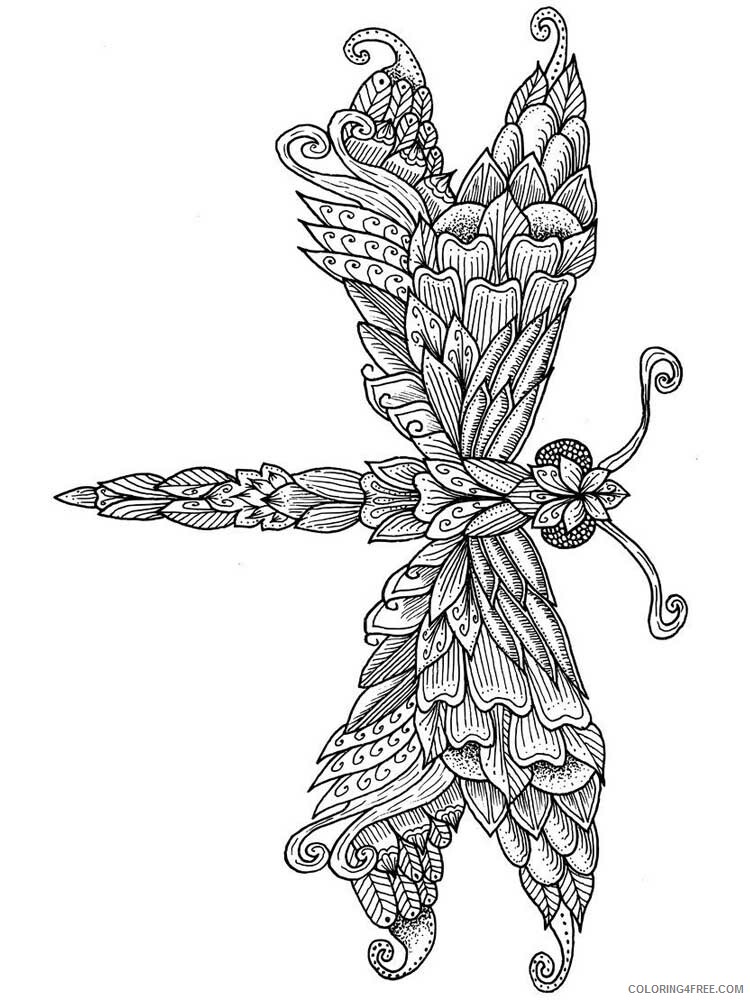 Animal Zentangle Coloring Pages zentangle dragonfly 10 Printable 2020 301 Coloring4free