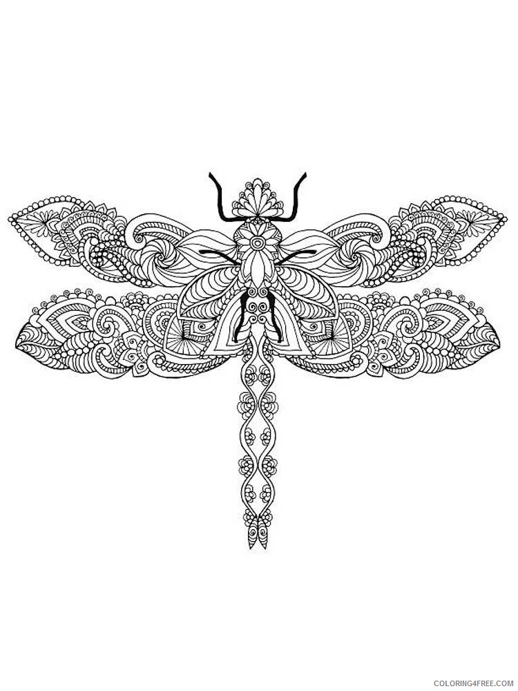 Animal Zentangle Coloring Pages zentangle dragonfly 11 Printable 2020 302 Coloring4free