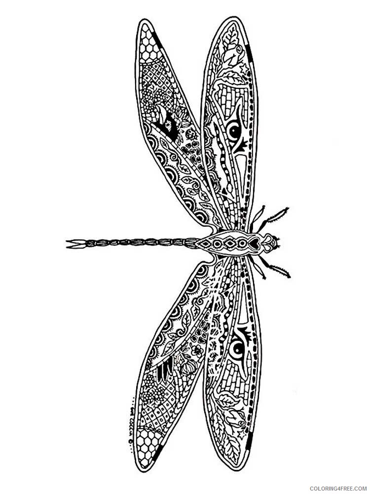 Animal Zentangle Coloring Pages zentangle dragonfly 13 Printable 2020 304 Coloring4free