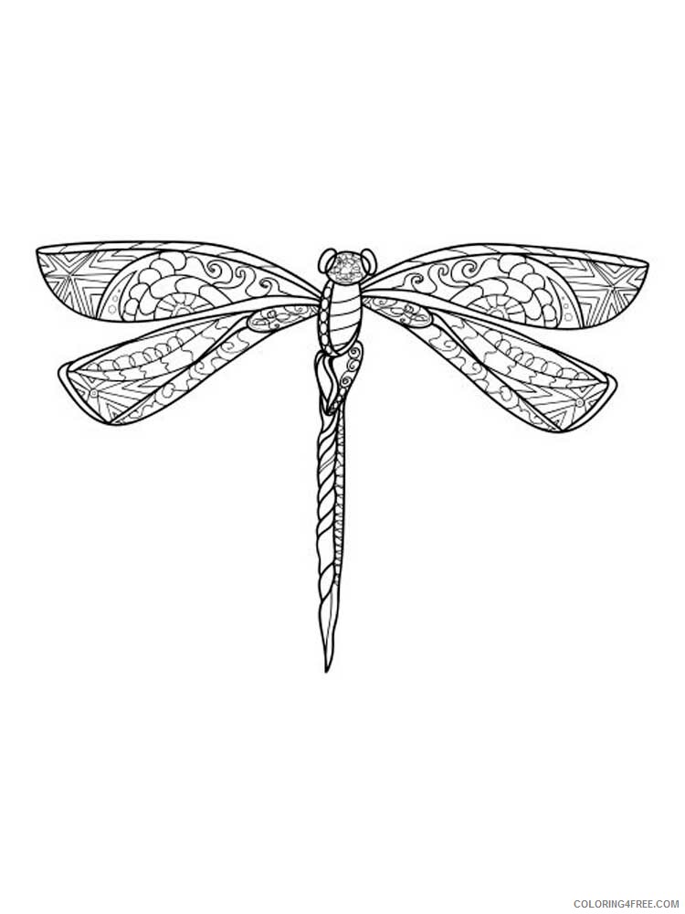 Animal Zentangle Coloring Pages zentangle dragonfly 2 Printable 2020 305 Coloring4free