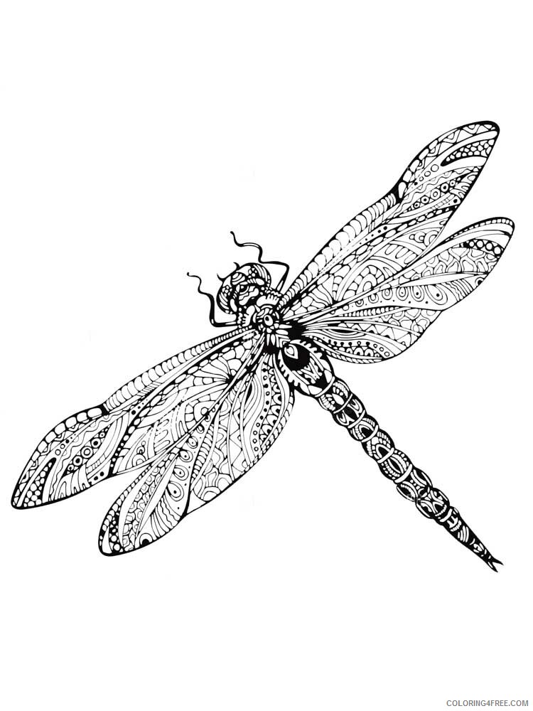 Animal Zentangle Coloring Pages zentangle dragonfly 4 Printable 2020 307 Coloring4free