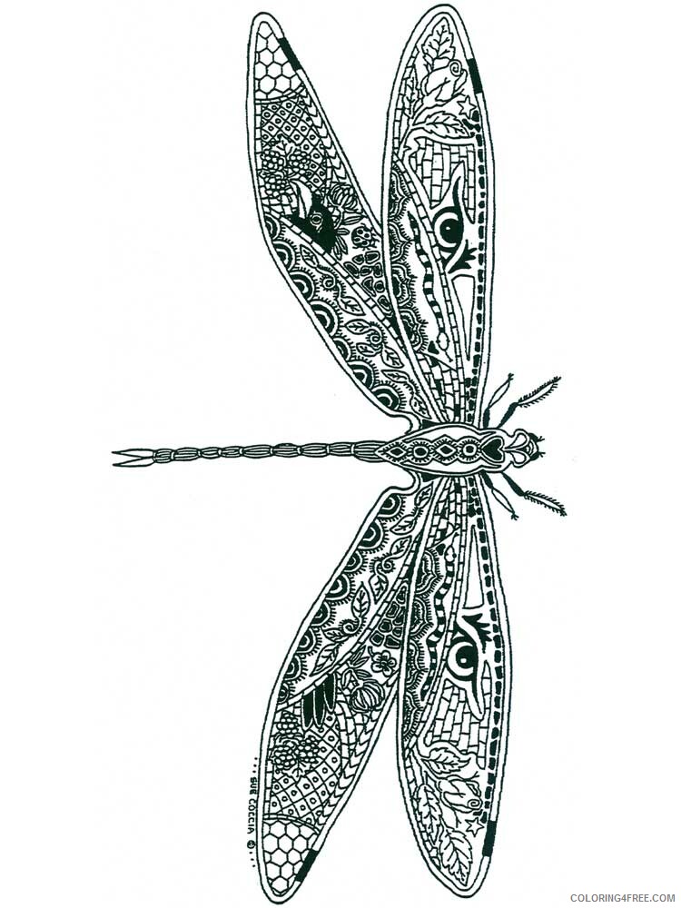 Animal Zentangle Coloring Pages zentangle dragonfly 5 Printable 2020 308 Coloring4free