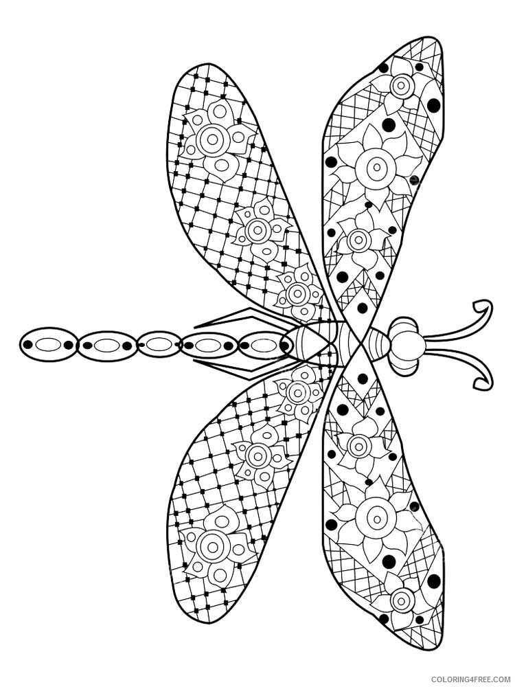 Animal Zentangle Coloring Pages zentangle dragonfly 6 Printable 2020 309 Coloring4free