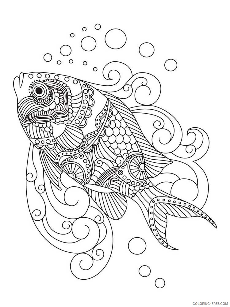 Animal Zentangle Coloring Pages zentangle fish 1 Printable 2020 312 Coloring4free