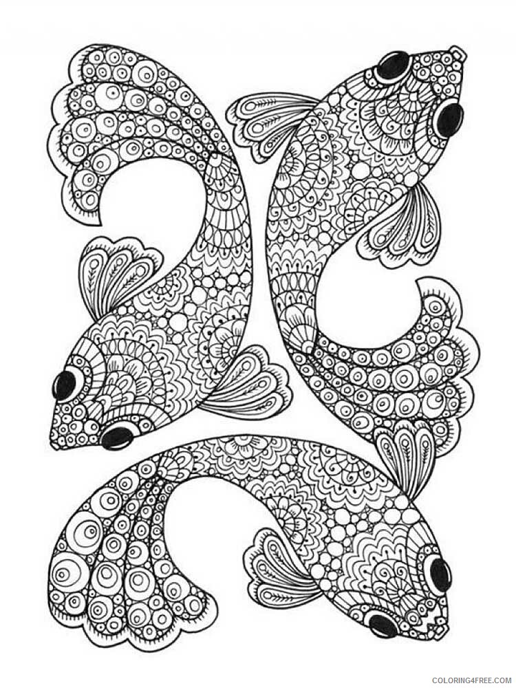 Animal Zentangle Coloring Pages Zentangle Fish 16 Printable 2020 319 Coloring4free Coloring4free Com