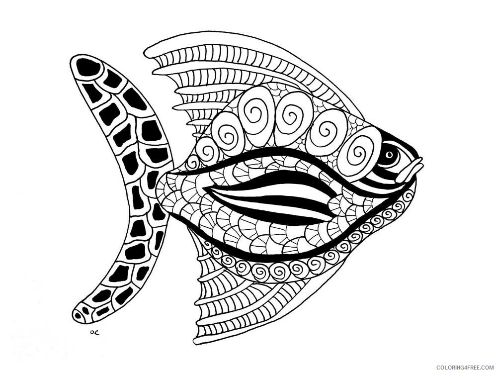 Animal Zentangle Coloring Pages zentangle fish 3 Printable 2020 331 Coloring4free