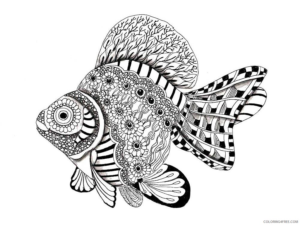 Animal Zentangle Coloring Pages zentangle fish 4 Printable 2020 332 Coloring4free