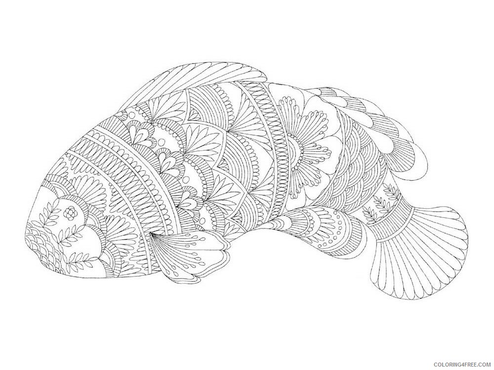 Animal Zentangle Coloring Pages zentangle fish 6 Printable 2020 334 Coloring4free