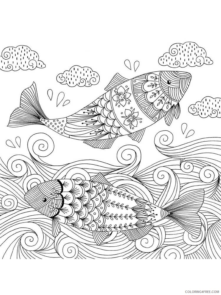 Animal Zentangle Coloring Pages zentangle fish 9 Printable 2020 336 Coloring4free