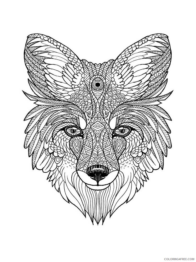 Animal Zentangle Coloring Pages zentangle fox 1 Printable 2020 341 Coloring4free