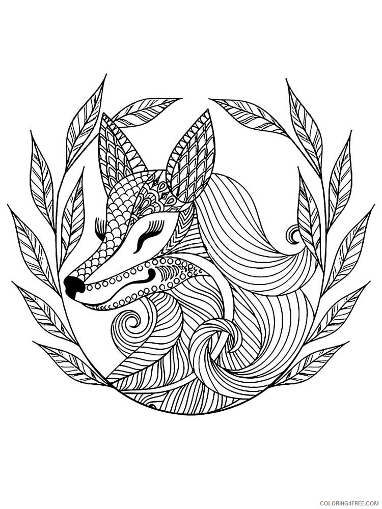 Animal Zentangle Coloring Pages zentangle fox 10 Printable 2020 342 Coloring4free