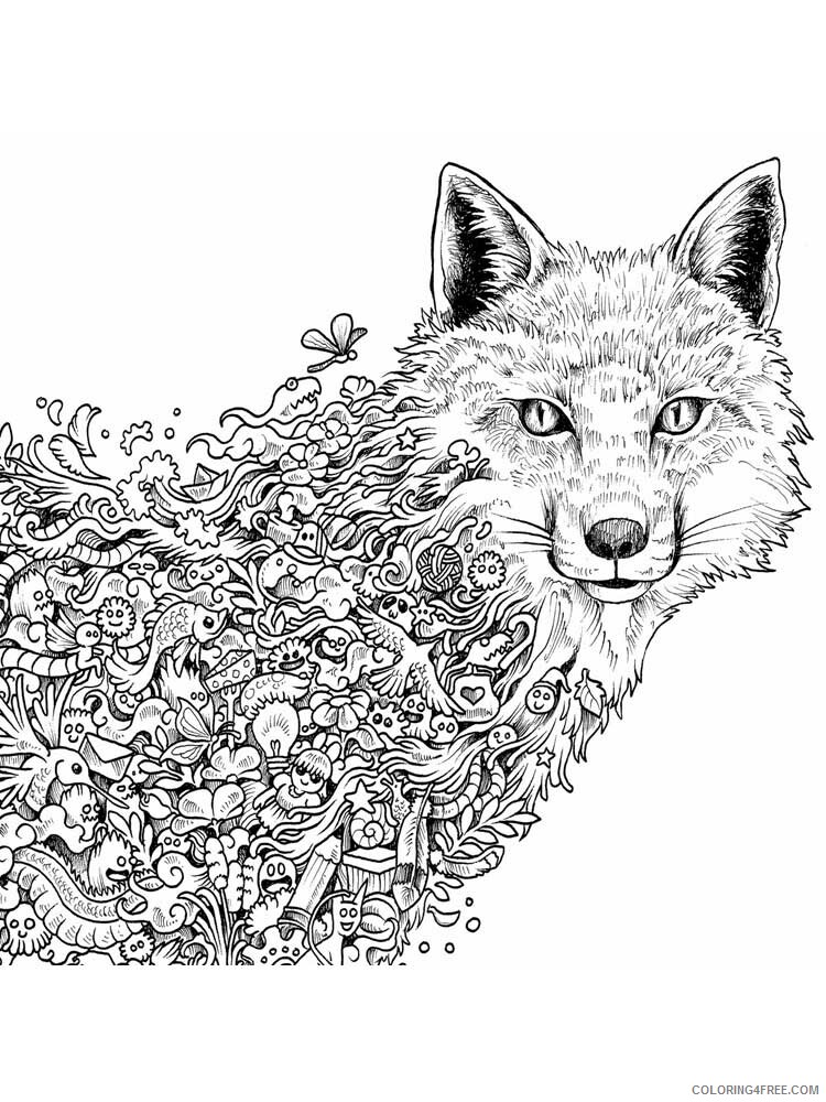 Animal Zentangle Coloring Pages zentangle fox 13 Printable 2020 345 Coloring4free
