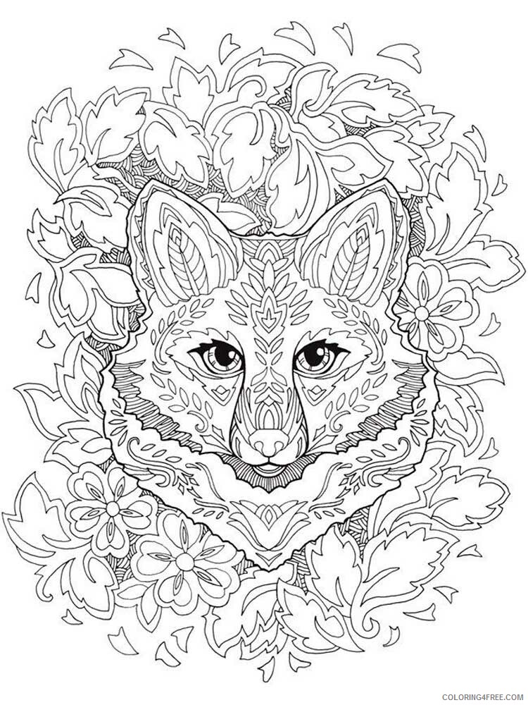 Animal Zentangle Coloring Pages zentangle fox 2 Printable 2020 347 Coloring4free