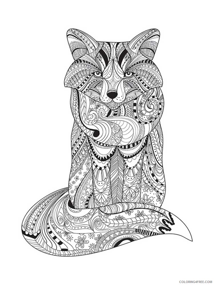 Animal Zentangle Coloring Pages zentangle fox 4 Printable 2020 348 Coloring4free