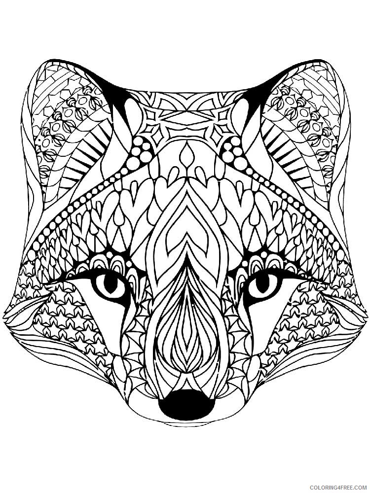 Animal Zentangle Coloring Pages zentangle fox 6 Printable 2020 349 Coloring4free