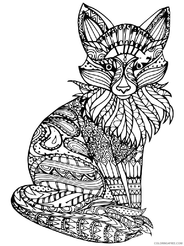 Animal Zentangle Coloring Pages zentangle fox 7 Printable 2020 350 Coloring4free