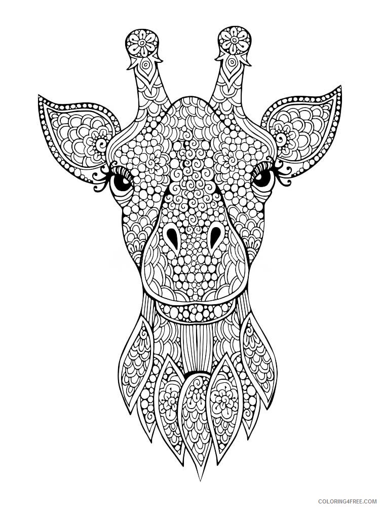 Animal Zentangle Coloring Pages zentangle giraffe 10 Printable 2020 366 Coloring4free