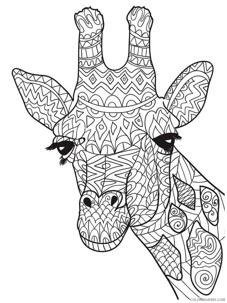 Animal Zentangle Coloring Pages zentangle giraffe 5 Printable 2020 370 Coloring4free