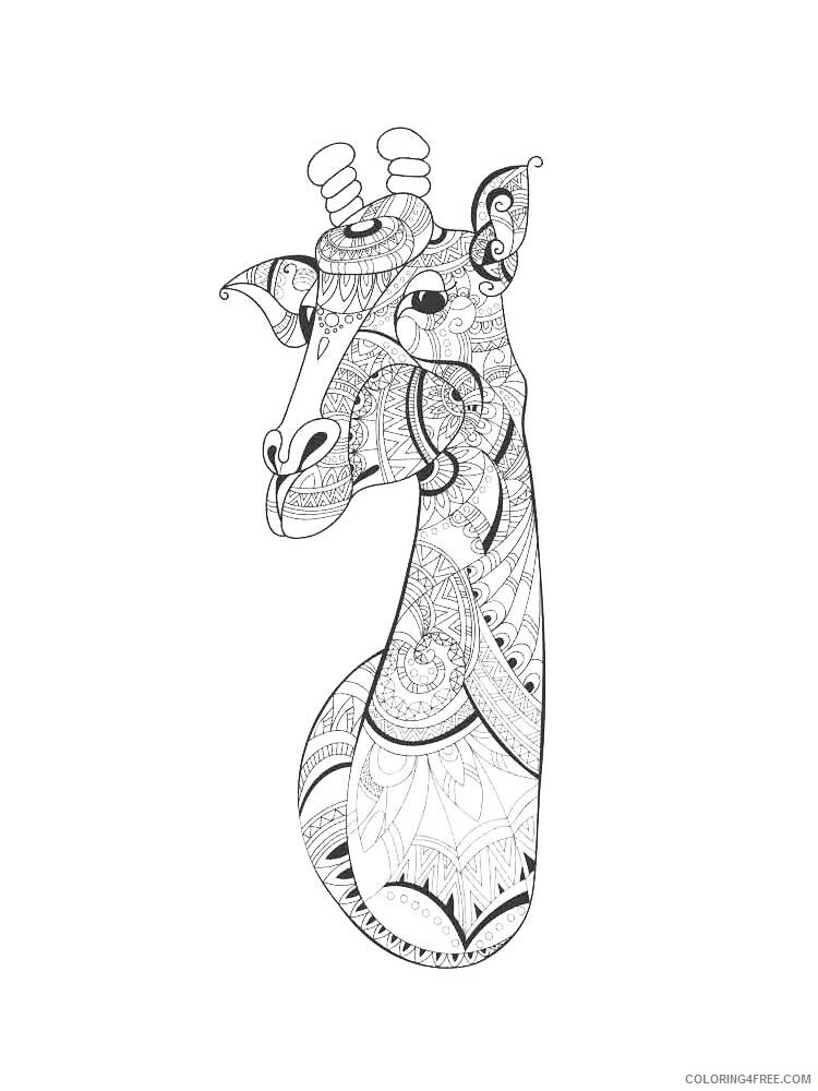Animal Zentangle Coloring Pages zentangle giraffe 9 Printable 2020 374 Coloring4free