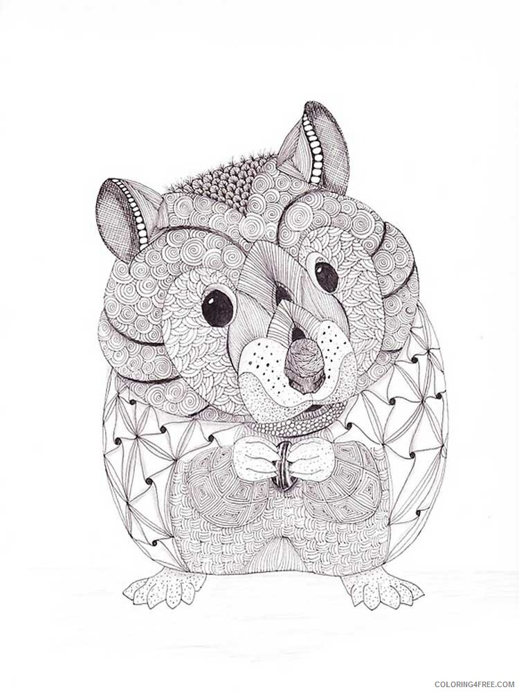Animal Zentangle Coloring Pages zentangle hamster 3 Printable 2020 376 Coloring4free