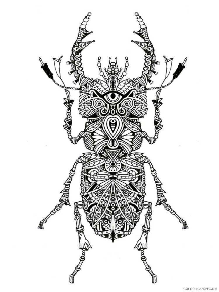 Animal Zentangle Coloring Pages zentangle insect 24 Printable 2020 395 Coloring4free
