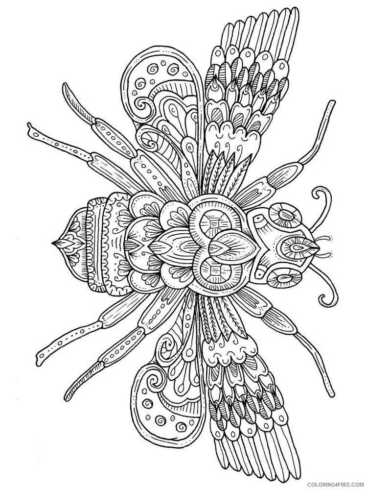 Animal Zentangle Coloring Pages zentangle insect 25 Printable 2020 396 Coloring4free