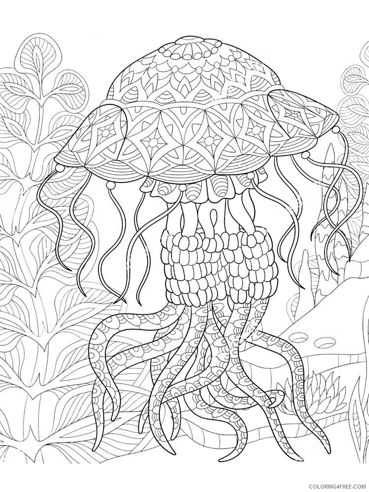 Animal Zentangle Coloring Pages zentangle jellyfish 1 Printable 2020 407 Coloring4free