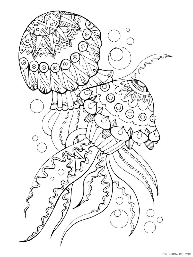 Animal Zentangle Coloring Pages zentangle jellyfish 11 Printable 2020 408 Coloring4free