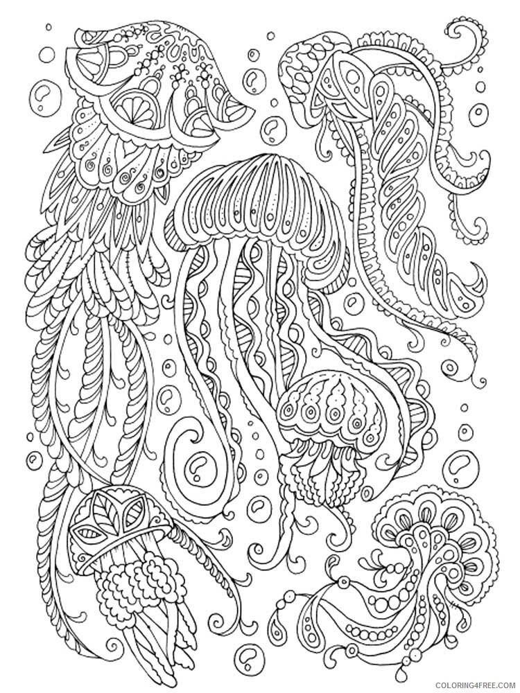 Animal Zentangle Coloring Pages zentangle jellyfish 3 Printable 2020 410 Coloring4free