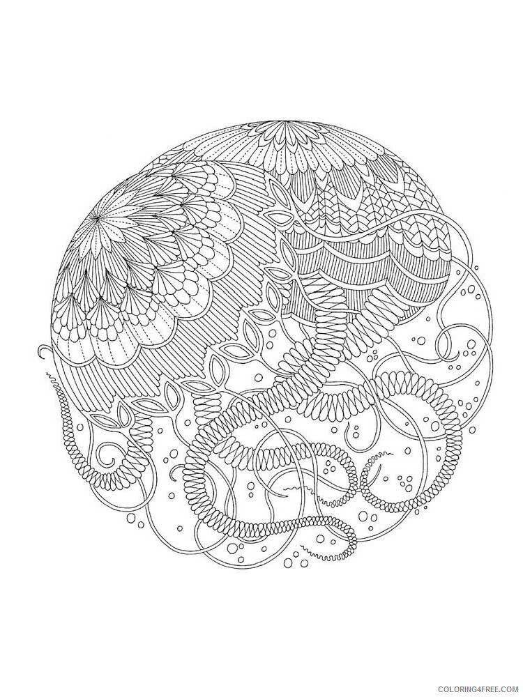 Animal Zentangle Coloring Pages zentangle jellyfish 5 Printable 2020 411 Coloring4free