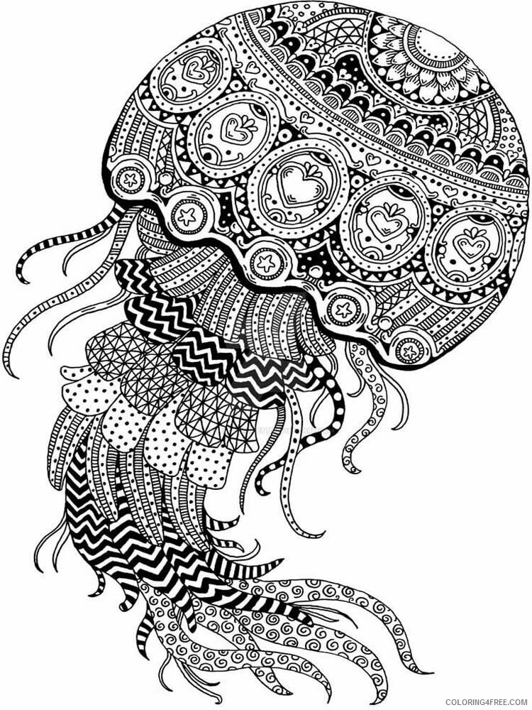 Animal Zentangle Coloring Pages zentangle jellyfish 7 Printable 2020 413 Coloring4free