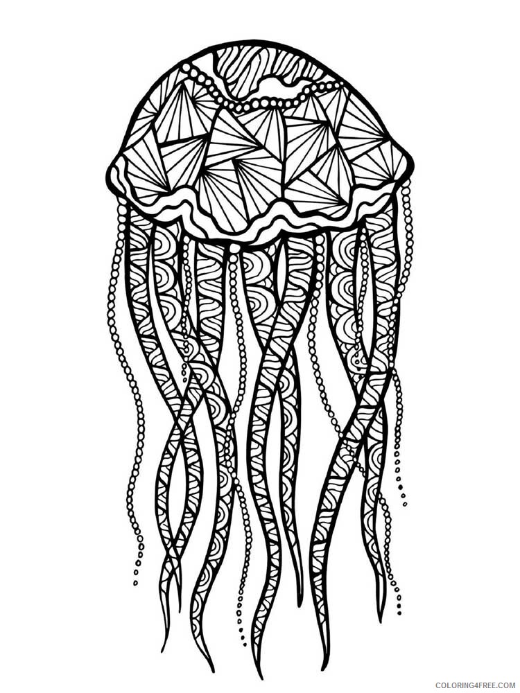 Animal Zentangle Coloring Pages zentangle jellyfish 8 Printable 2020 414 Coloring4free