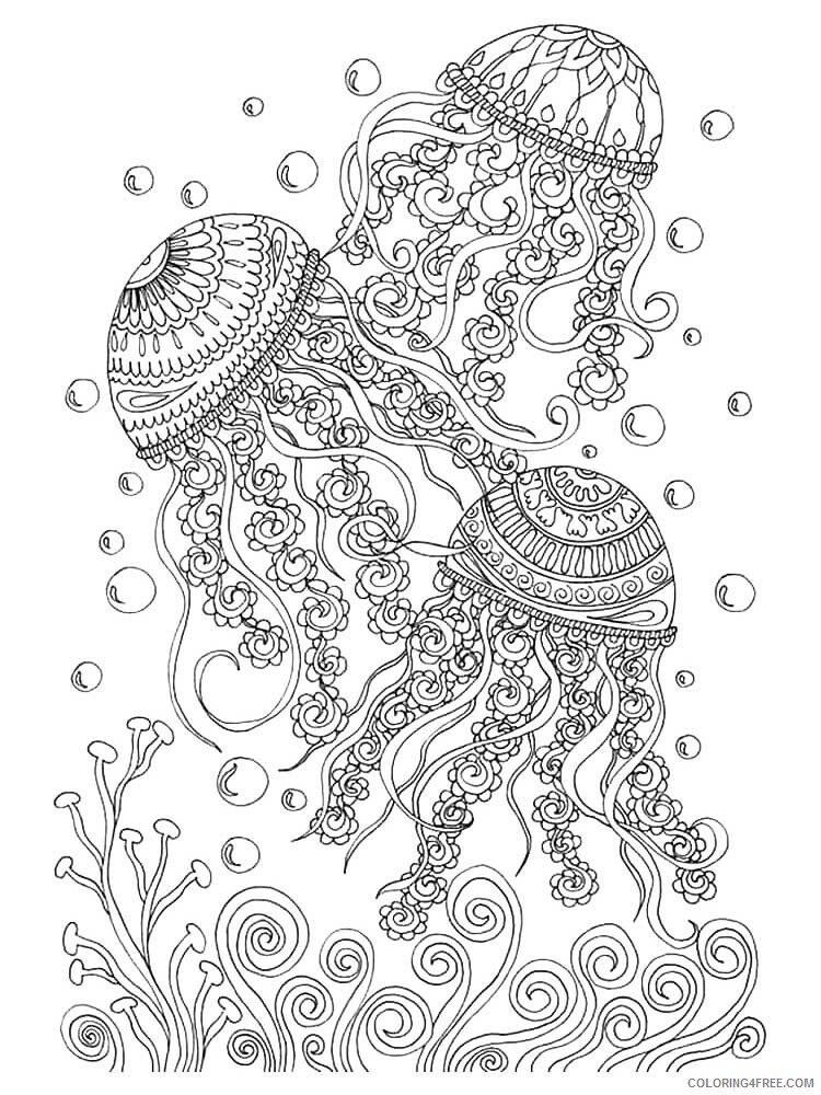 Animal Zentangle Coloring Pages zentangle jellyfish 9 Printable 2020 415 Coloring4free